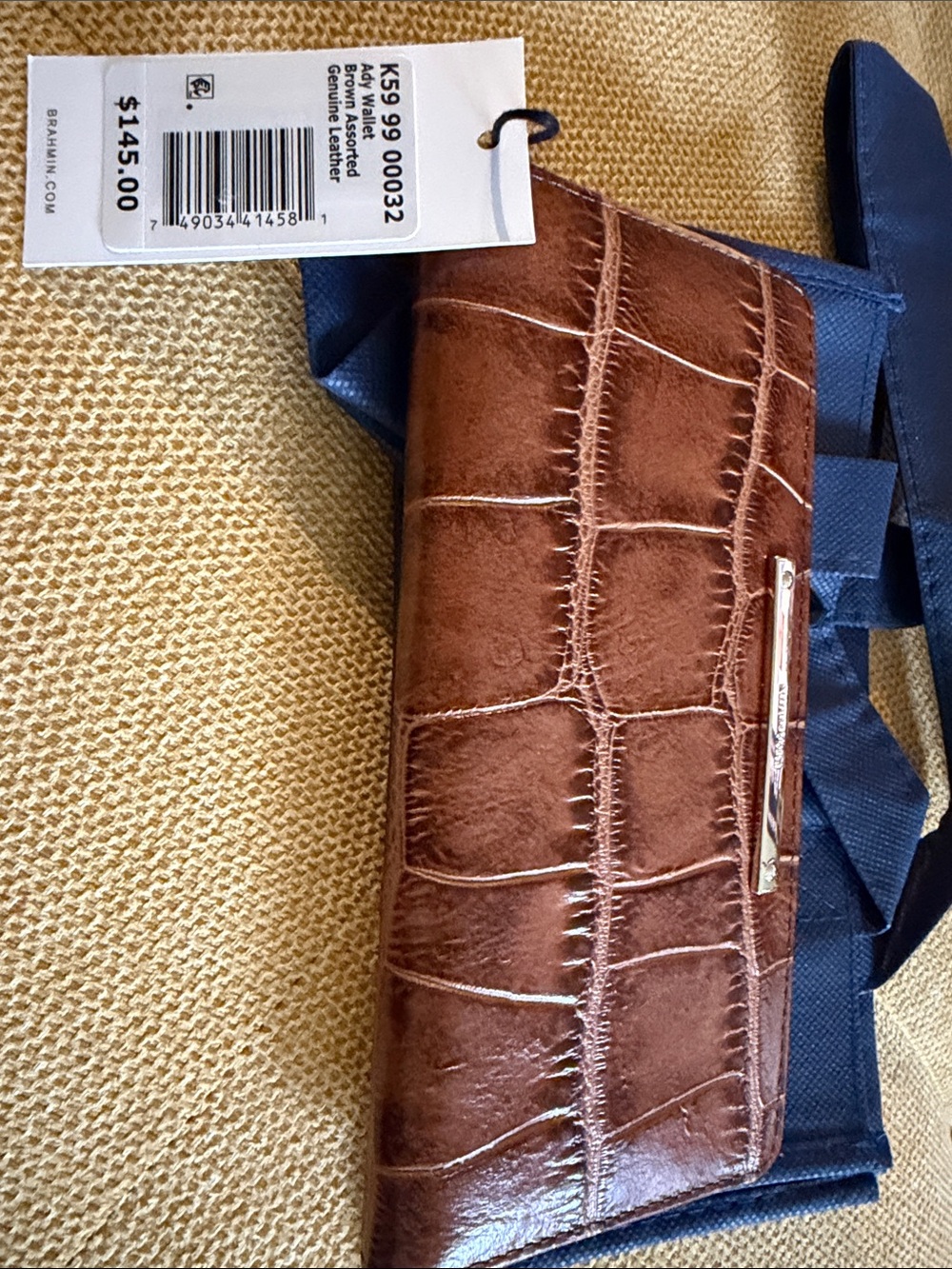Brahmin Chestnut Brown Croc-Embossed Leather Wallet